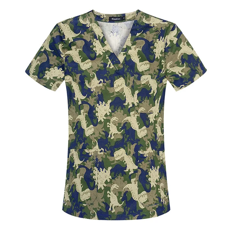 Printed Nurse's Clothing, Short Sleeved Hand Wash Clothes, Female Doctor's Summer Thin Design, Cotton Home Care, Beauty, Pet