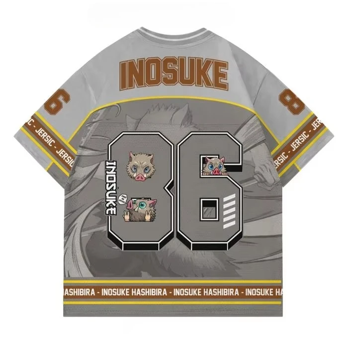 جيرسي شيطان القاتل إينوسوكي كيميتسو الكورية نمط Kpop البيسبول الهوكي المعتاد تي شيرت عادية موضة أنيمي اليومية للجنسين تيز #2