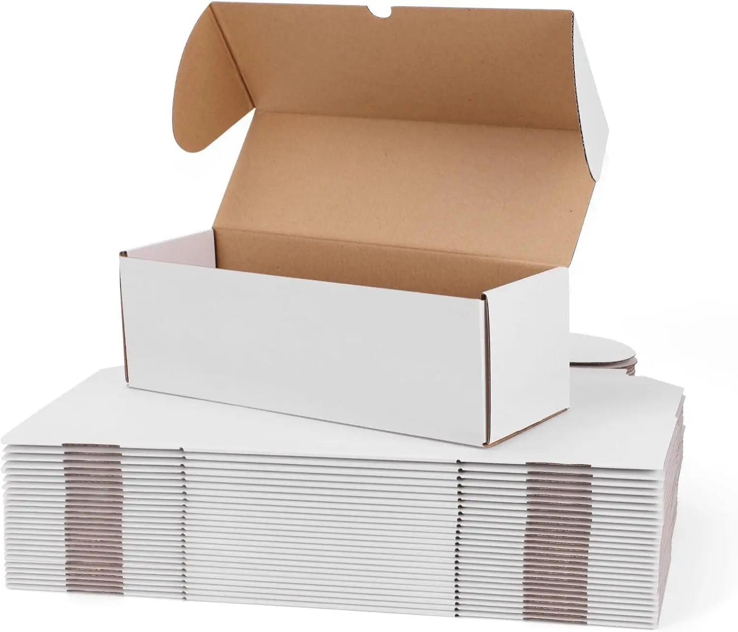 

Set of 25 Small White Corrugated Cardboard Boxes, 12x4x4 Inches for Mailing Packing Shipping