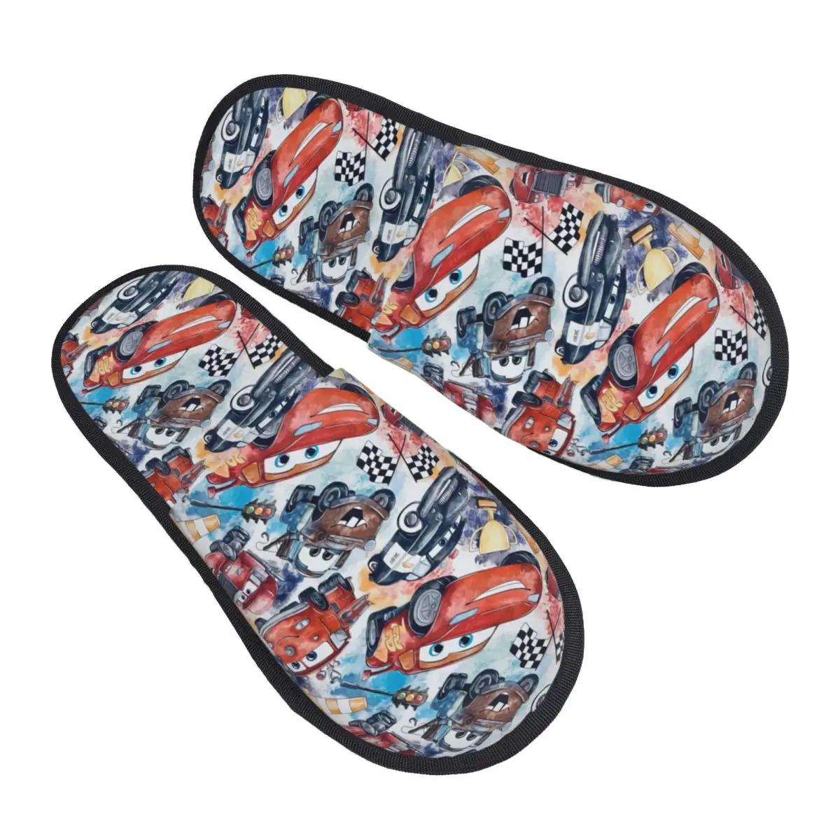 Sandal wanita motif kustom, sandal rumah kartun mobil McQueen, sepatu nyaman, busa memori, sandal berbulu, sepatu dalam ruangan dan luar ruangan