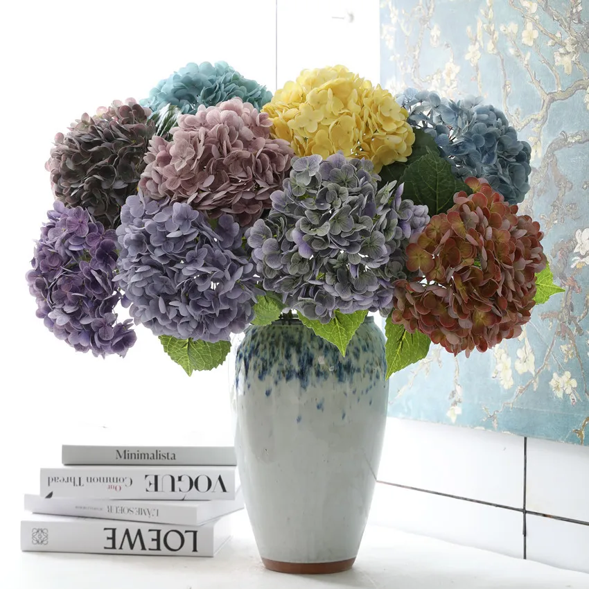 

4Pcs Moisturizing 3D Large Hydrangea Artificial Flowers Wedding Floral Real Touch Flower Party Home Room Decor Latex Hydrangea