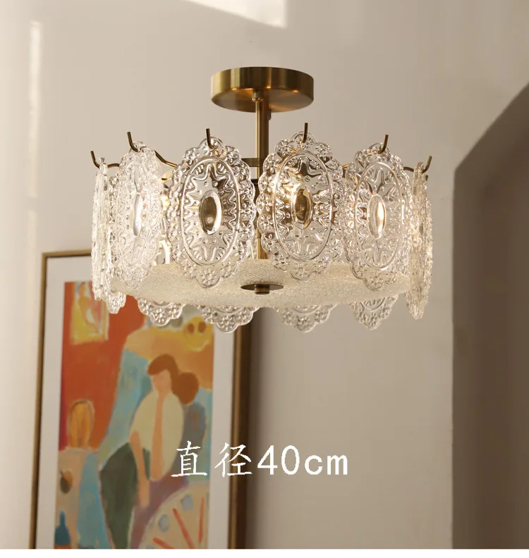 

French retro glass ceiling lamp, American light luxury living room bedroom dining room new lamps