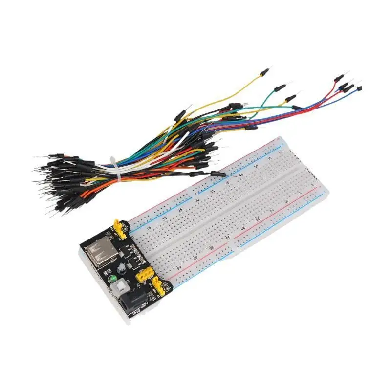 ~Mb-102 Breadboard With Jumper Wires Power Module DC Adapter For Electronic DIY Circuit Experiment