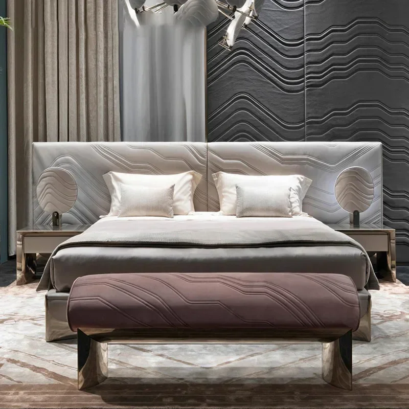 Light luxury velvet double bed