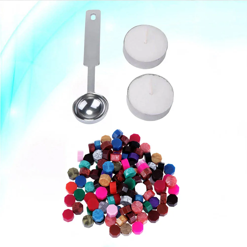 

103Pcs Vintage Sealing Wax Kit with Melting Spoon and Candles for DIY Stamp Craft Glue Wax Sticks Use on Postcards Scrapbook