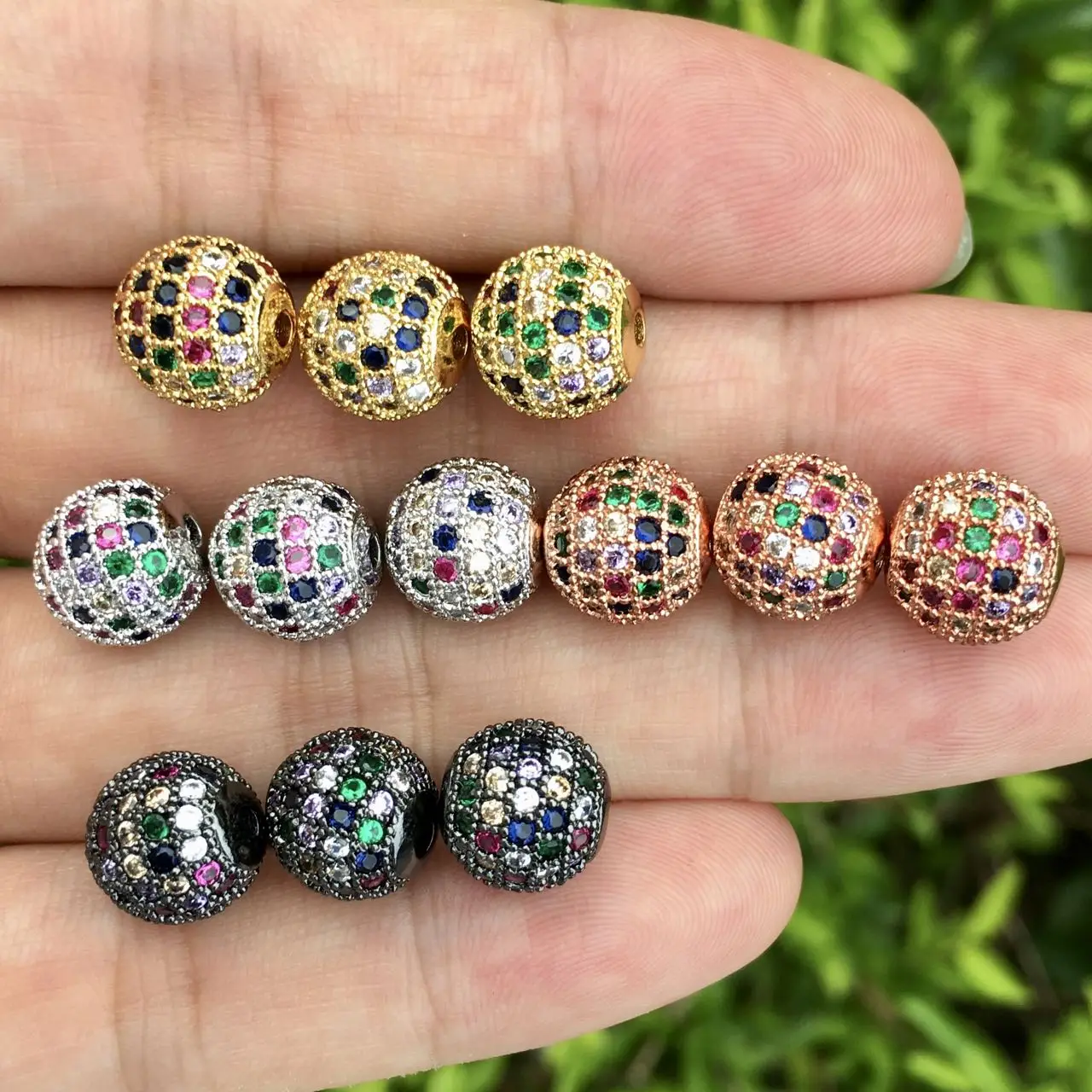 

10Pcs/Lot 10mm Balls Color Micro Cubic Zirconia Pave Gold Silver Spacer for Bracelets Necklace Waist Jewelry Making Supply Bulk