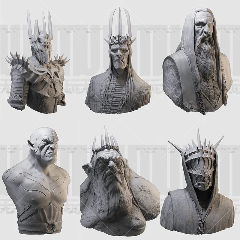 1/16 1/10 Scale Dark Lord Grey Wizard Gandalf Western Fantasy Literature DIY Self-assembled 3D Resin Un-panited White Bust Doll