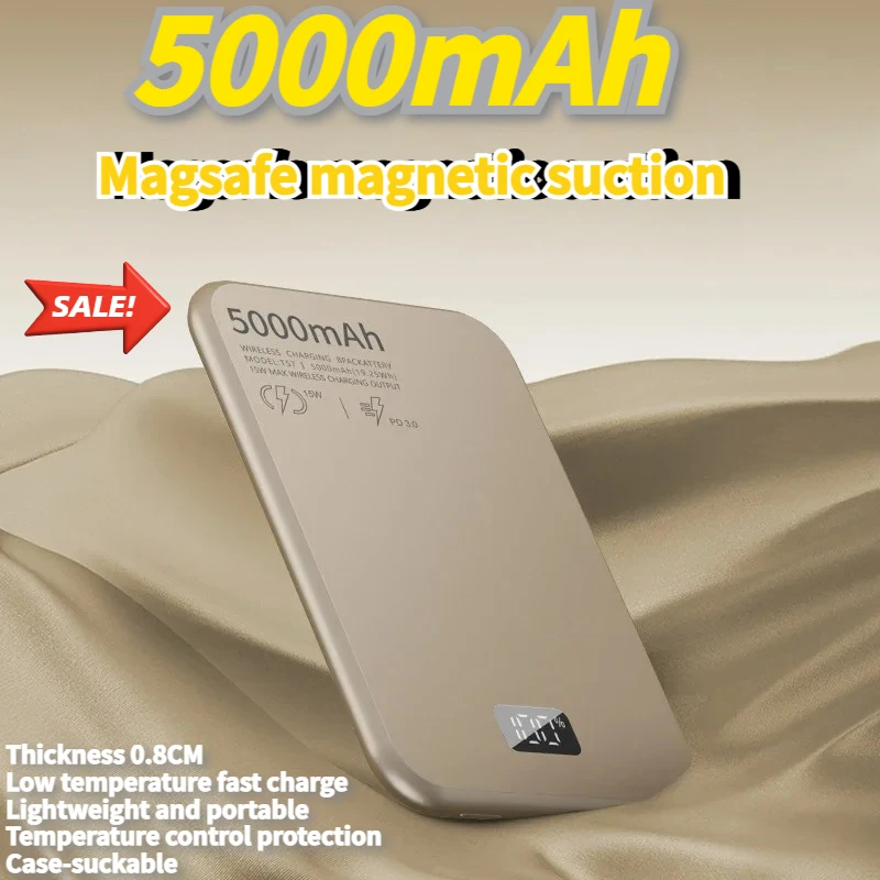 

Ультратонкий магнитный беспроводной источник питания емкостью 50000 мАч, поддержка быстрой зарядки PD20W, портативная батарея, подходит для IPhone MagSafe
