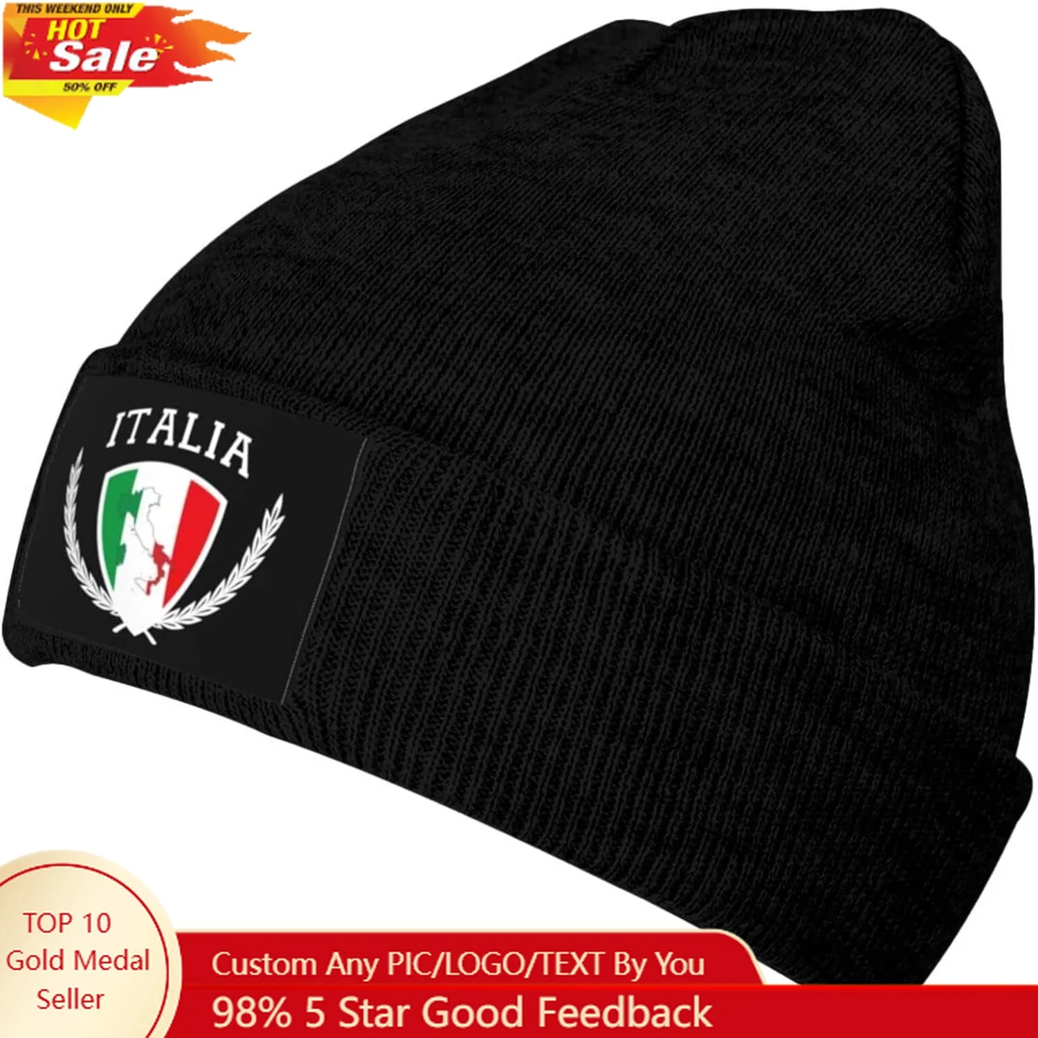 Italia Italy Italian Flag Knit Beanie Winter Hats for Men and Women Knitted Cuffed Skull Cap Acrylic Daily Beanie Hat