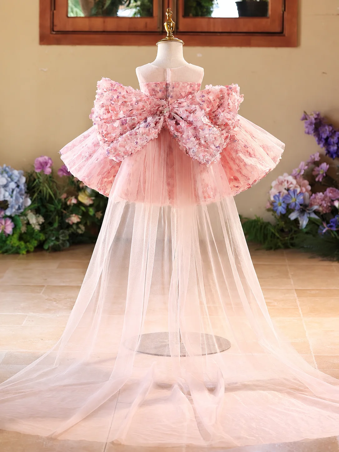 KLFLGD Toddler girl's pageant dress gorgeous elegant graduation prom dress tulle tutu skirt 0-8 years old baby children's clothi