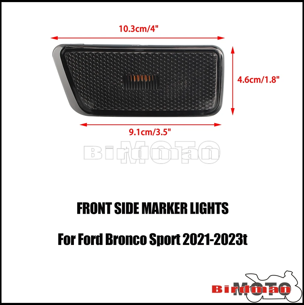 Car Front Rear Wheel Light Lamp Decoration Cover For Ford Bronco Sport 2021-2023 Front Side Marker Lights LED Car Accessories