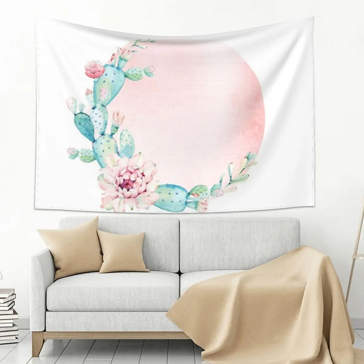 

Trendy Cactus Rosegold and Turquoise Desert Cacti Southwest Design Tapestry