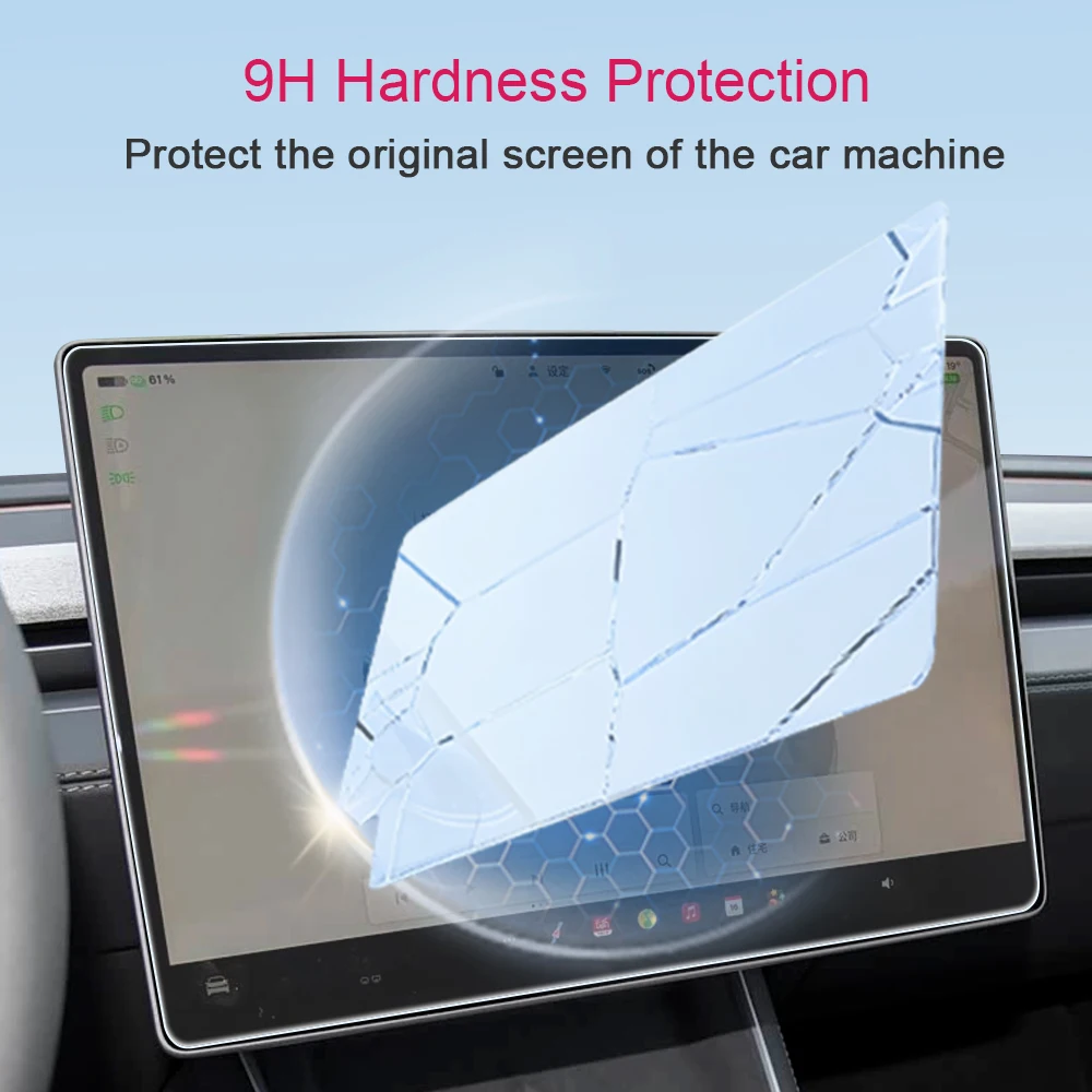 Für Tesla Model Y 2025-2026 Mittelkonsole GPS LCD-Bildschirm Schutzfolie Gehärtetes Glas Film Fingerabdruck- und Kratzresistent – Detail 2