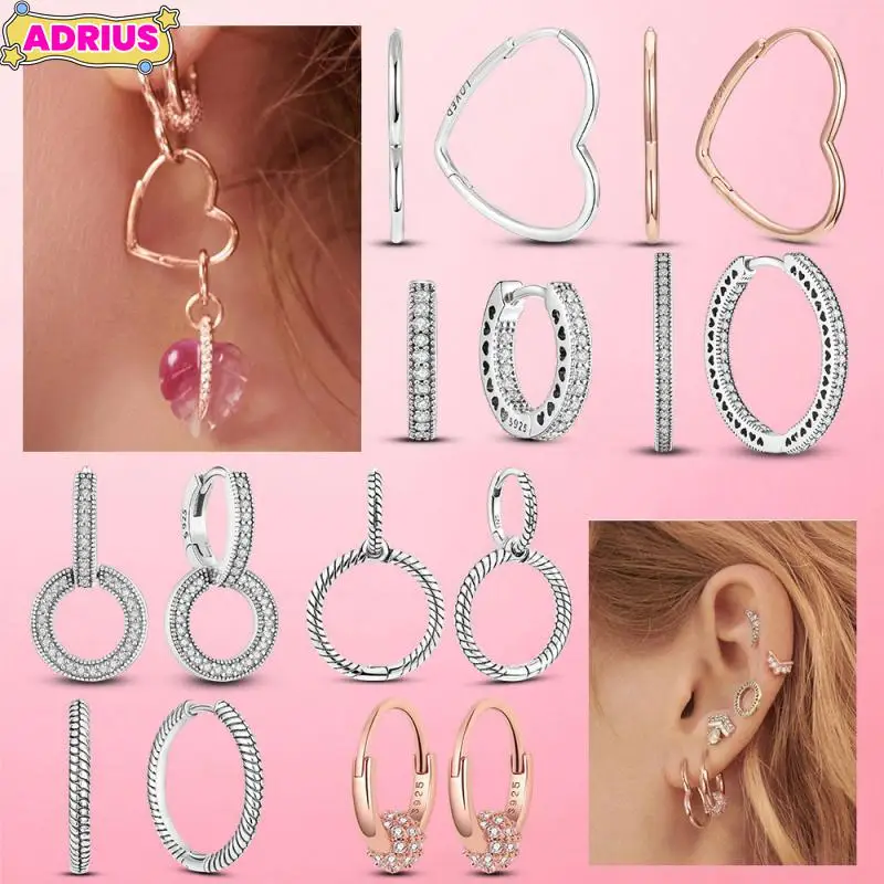 

Trend S925 Earring 925 Silver & Gold CZ Zircon Pave Heart Hoop Earrings for Women Earring Hoop Fine Jewelry Making Gift