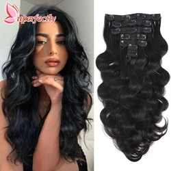 Extensiones de Cabello con Clip de onda corporal, cabello humano 100%, 7 piezas, Clip recto de hueso, Ins, cabello Real Natural europeo