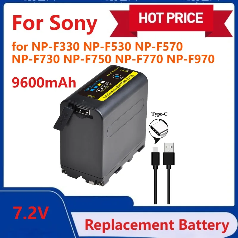 

New 9600mAh USB Output NP-F970 NP-F980 Battery for Sony NP-F330 NP-F530 NP-F570 NP-F730 NP-F750 NP-F770 NP-F970 High Quality