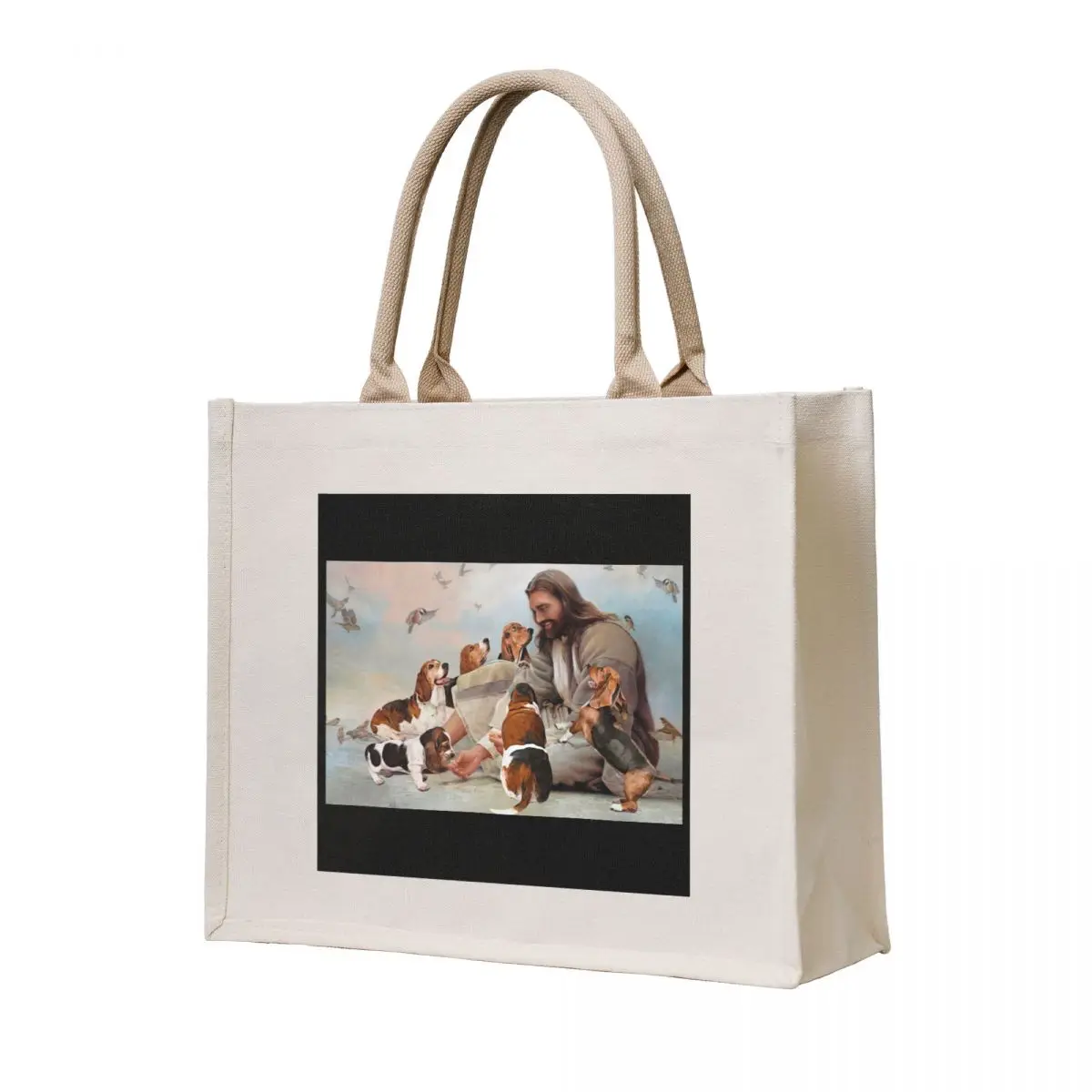 

God surrounded by Basset Hound angels Gift for you - Jesus Basset Hound Tote Bag Gift bags Cloth bag Fabric bag