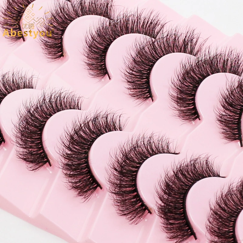 Abestyou Natural Look Ipek Kirpik 5d 7pairs 14mm Fluffy Lash Extension Short Cluster Thick Meesy Faux Mink Lashes Sztuczne Rzesy