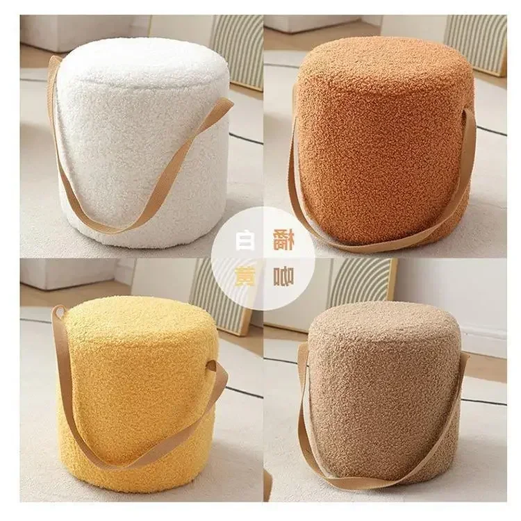 Household Lamb Velvet Stool Bedroom Living Room Sitting Pier Foot Stool Shoe Changing Stool Sofa