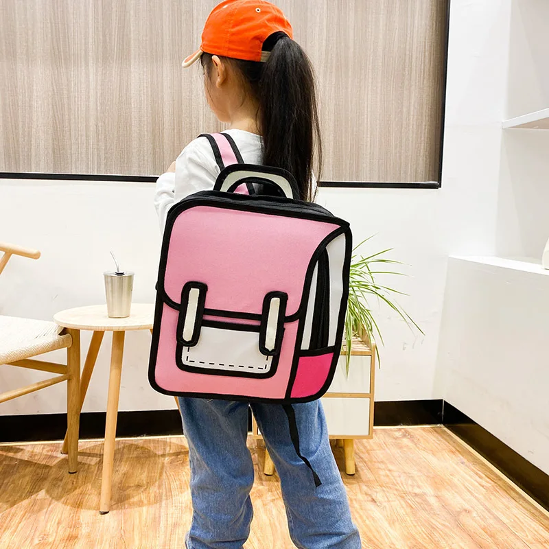 Personalized Customized Embroidered Name Backpack Multicolor Schoolbag High School Anime Cartoon 2D Three-Dimensional Backpack