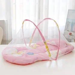 Portable Baby Crib Netting Polyester with Pillow and Cotton Padding - Easy Installation Netting Foldable Baby Bed Mosquito Net
