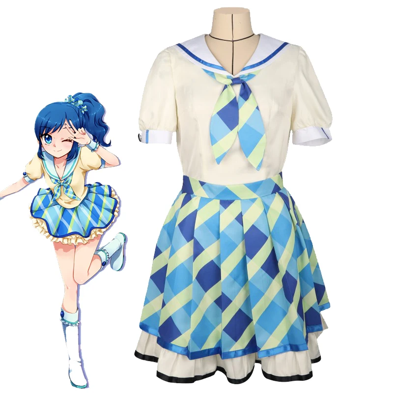 Aikatsu! Kiriya Aoi Cosplay Costume Idol Doctor Aoi's Sailor Suits Starlight Academy Schoolgirl JK Uniform Skirts