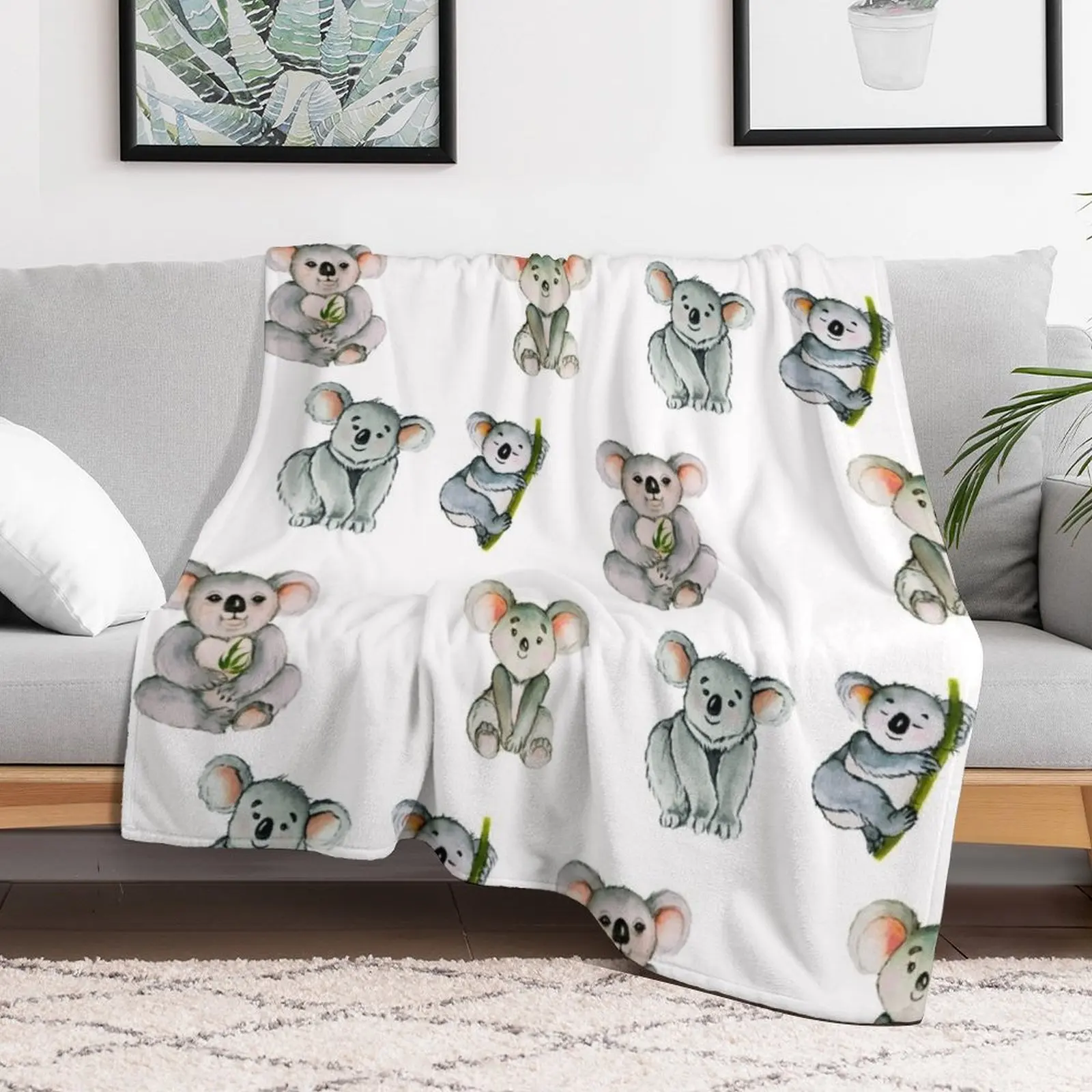 

Watercolor Cute baby koala Throw Blanket Shaggy Designers Moving Blankets