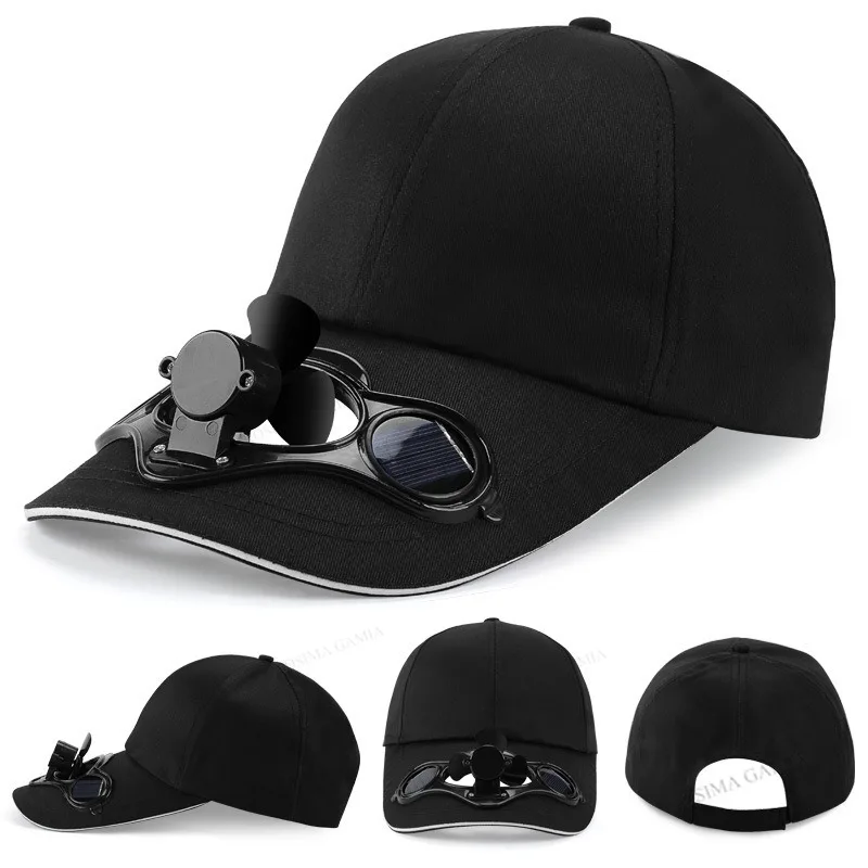 Men Women Solar Powered Cooling Fan Cap Summer Outdoor Baseball Hat Sun Protection Ventilated Adjustable Sports Casual