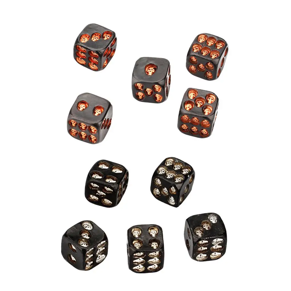 5 Pcs Carved Dices Resin Toys Entertainment Game Portable for Halloween