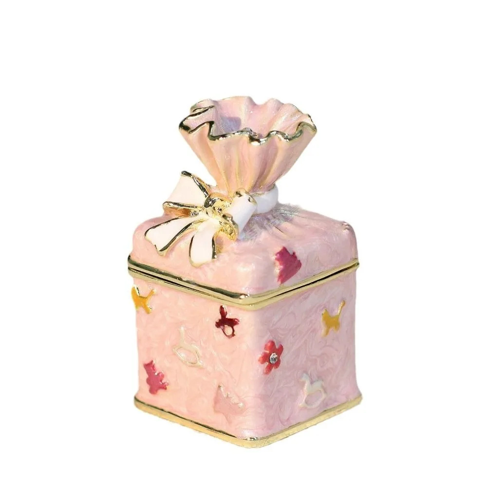 Zinc Alloy Jewelry Box Pink Candy Enamel Color Candy Canister Dry Sealed Mini Size Storage Box Wedding Gift