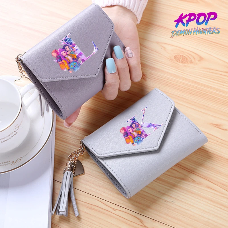 

KPop Demon Hunters женский кошелек Rumi Mira Zoey аниме A-Z буквенные складные кошельки для девочек Kawaii многофункциональный кошелек сумка для хранения