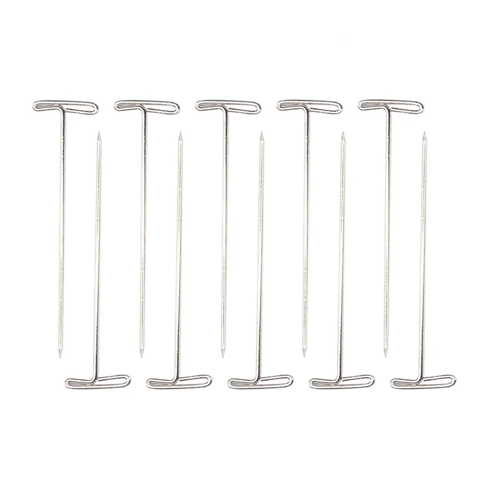 50 قطعة دبابيس T معدنية صنع التصميم سهلة إدراج إزالة صندوق بلاستيكي تخزين 51 مللي متر دبابيس للشعر المستعار T للشعر المستعار #6