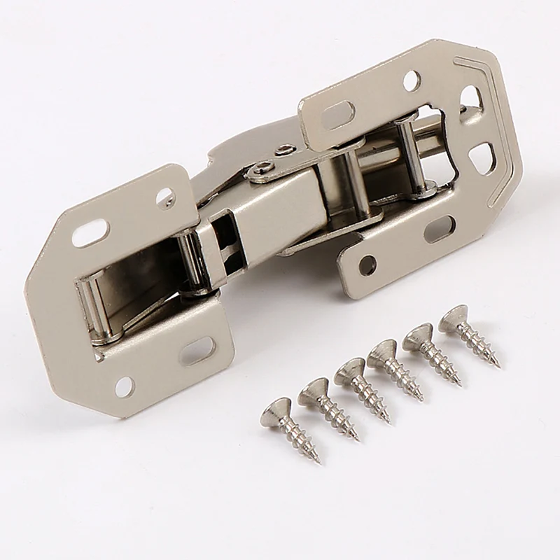 5PCS Non Slotting Bridge Hinge Wardrobe Cabinet Hinge Spring Buffer Hydraulic Damping Folding Cabinet Door Fixed Connection