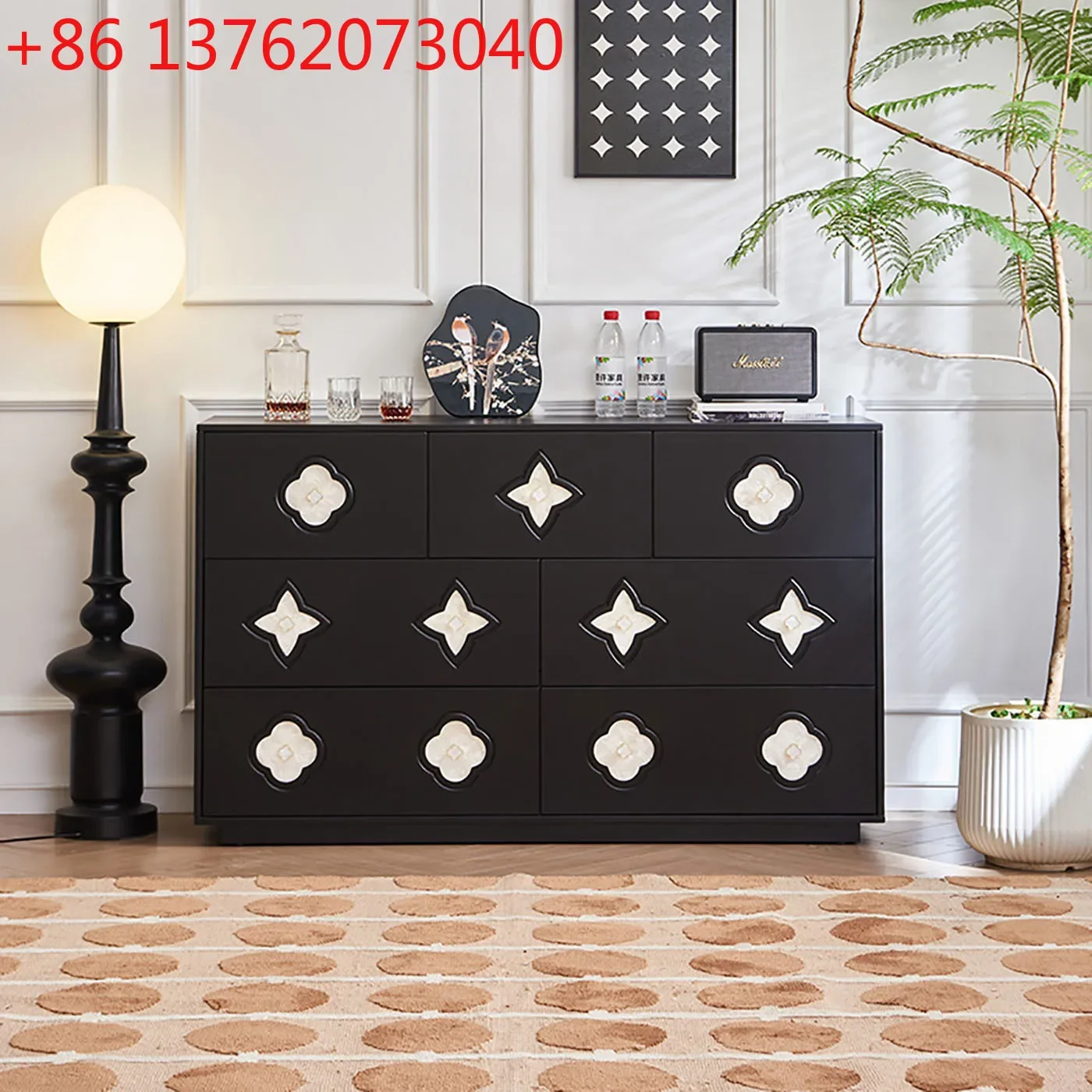 

Французский ретро-шкаф из цельного дерева с семью ящиками, приставной шкаф, шкаф для хранения.