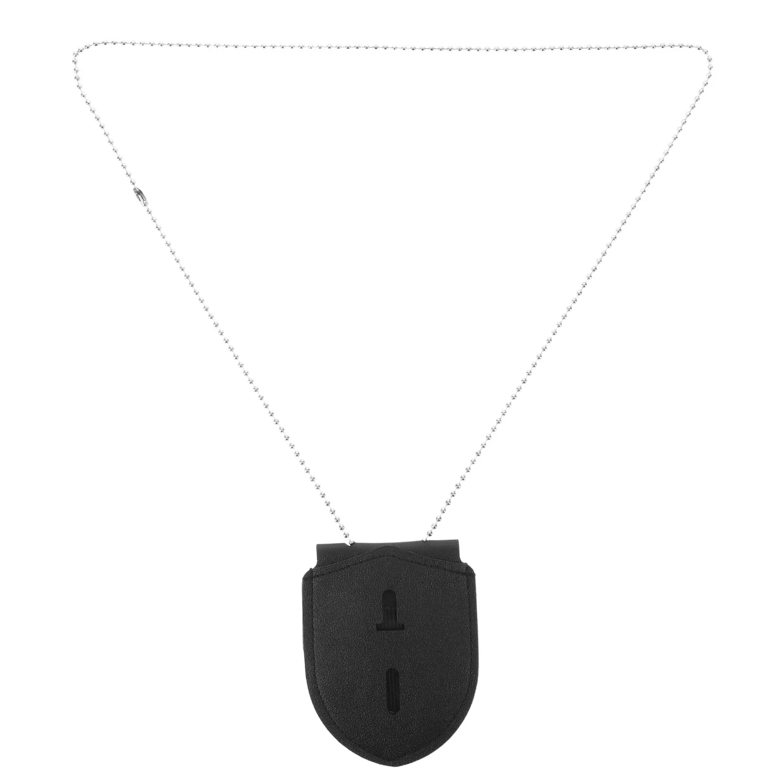 PU Police Badge Holder Chain Portable Shield Badge Wallet Neck Lanyard Commemorative Medal Protection Display Case