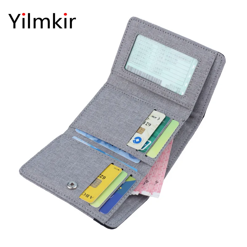 Simple Canvas Men's Tri Fold Wallet Large Capacity Casual Convenient Multi Card Purses Short Document Card Bag Fashion Card Case image 4