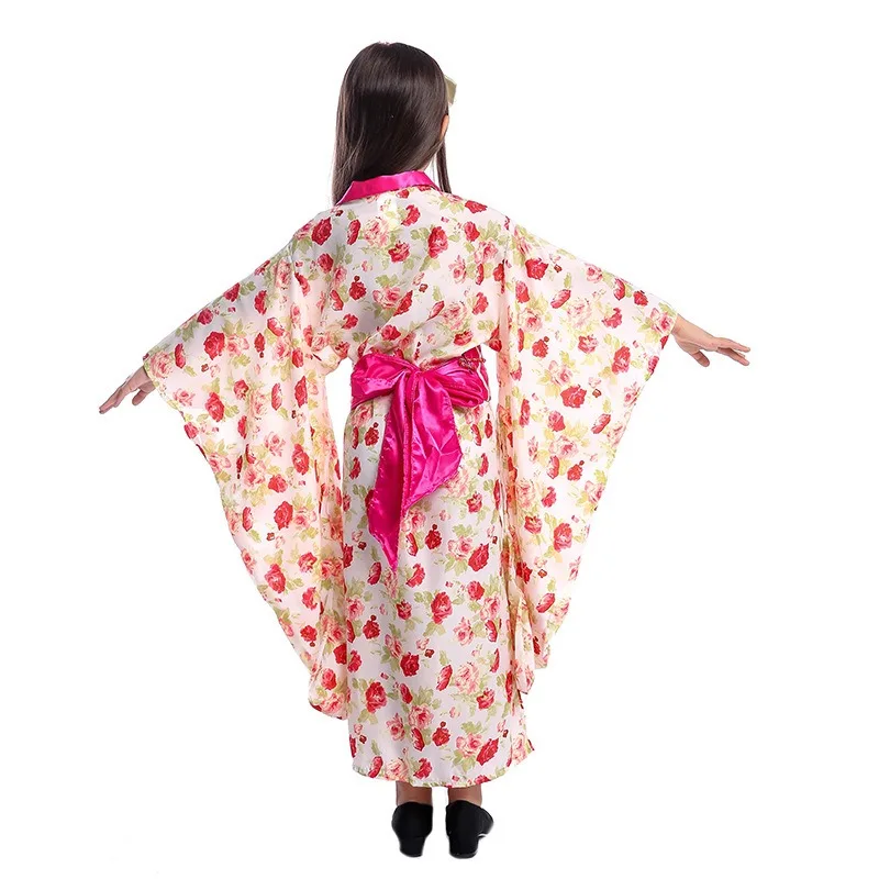 Children Japanese Kimono Kids Asian Geisha Halloween Stage Performance Masquerade Girls Dresses