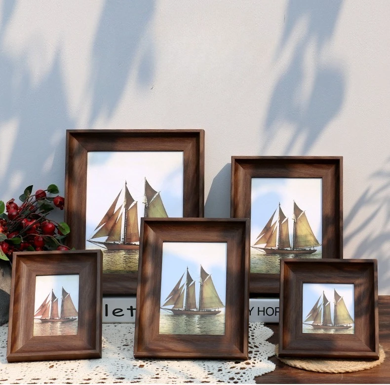 Wood Photo Frame 5-10 Inch Widened Border Photo Decor Dual-use Models wall-mounted Home Decoration Ornaments