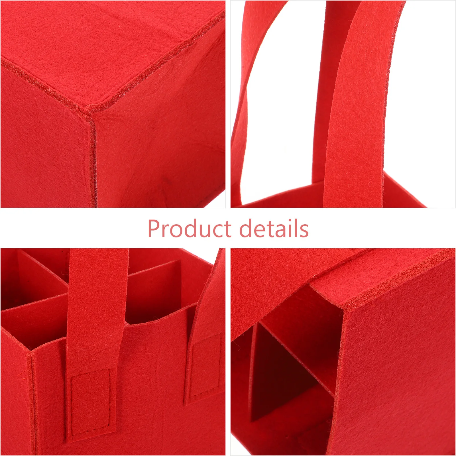 

1pc Gift Tote Bag 4 Bottle Felt Wine Carrier Portable Storage Pouch Gift Bags Reusable Divider Wine Carrier With Divider