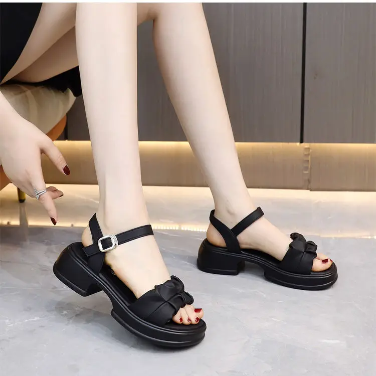 

Женские сандалии на толстой платформе, нескользящая пляжная римская летняя уличная повседневная обувь на танкетке, модный дизайн, Zapatos De Mujer