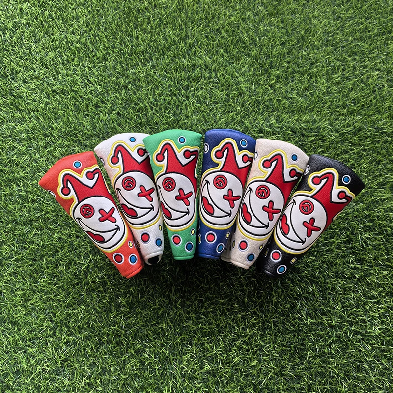 Cartoon clown putter covers Golf club head cover L-shaped linear putter cover head covert The Magnetic
