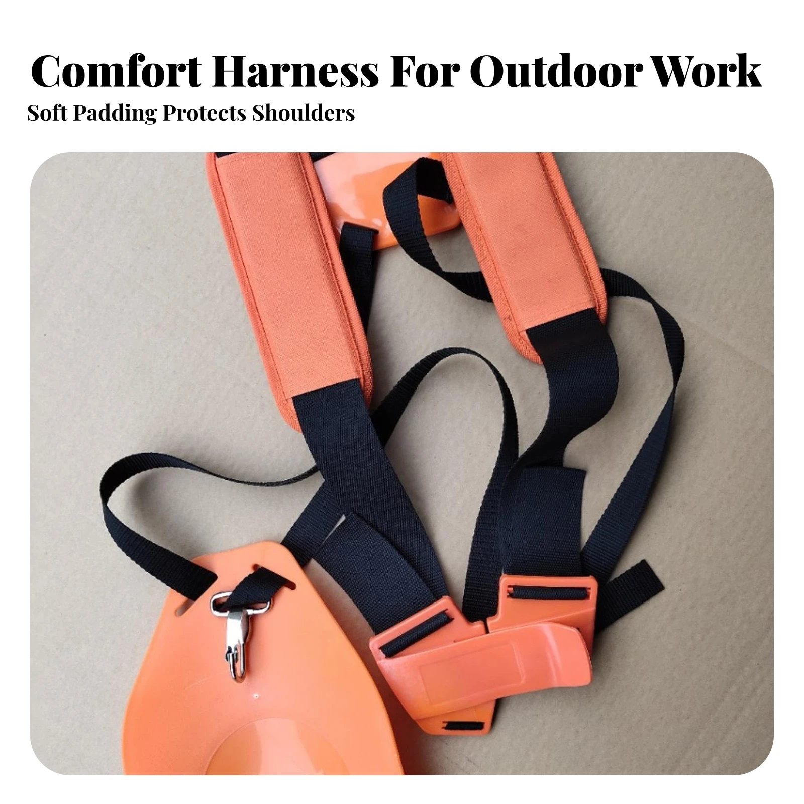 twinShoulder Harness with Metal Hook Heavy-Duty Double Shoulder Strap with Padded Sections Strimmer Harness Sturdy Nylon
