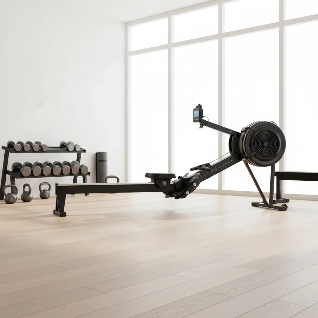 Foldable steel air rower with LCD  and lithium battery, smooth resistance design for comfortable home indoor workouts