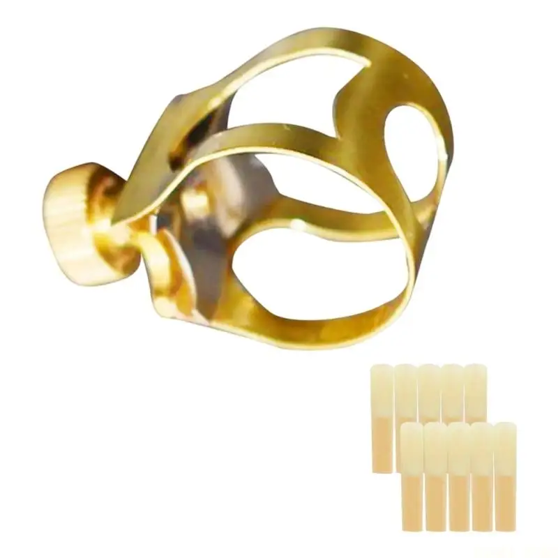 U2JB Thumb Screw Saxophone Ligature Set with 10 Pcs, Metal Mouthpiece Clamp for Music Study, Class Use, Spare Part Carry and