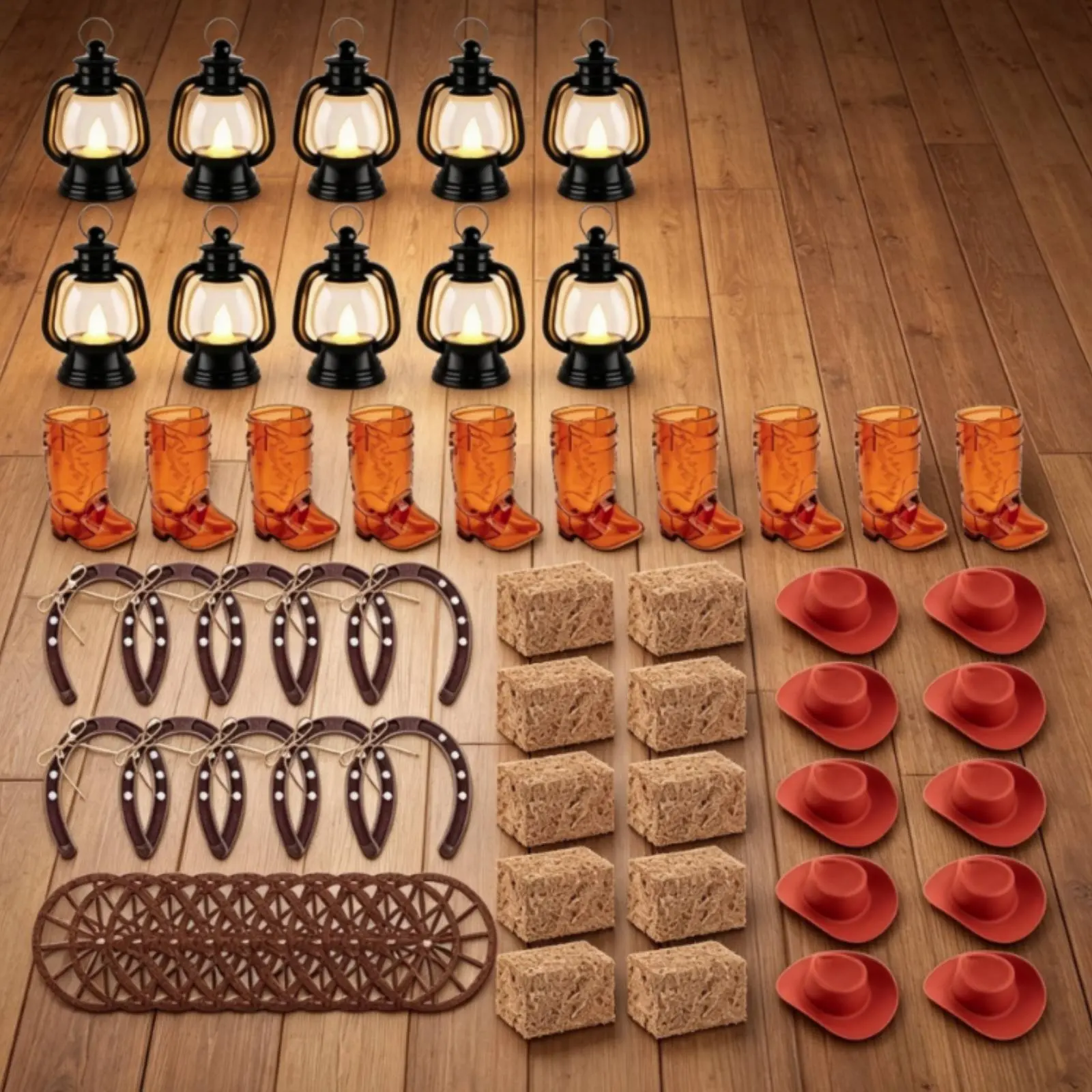 Western Party Centerpiece Tabletop Display Cowboy Table Decor Rustic Cowboy Centerpiece Set Mini Lanterns for Wedding
