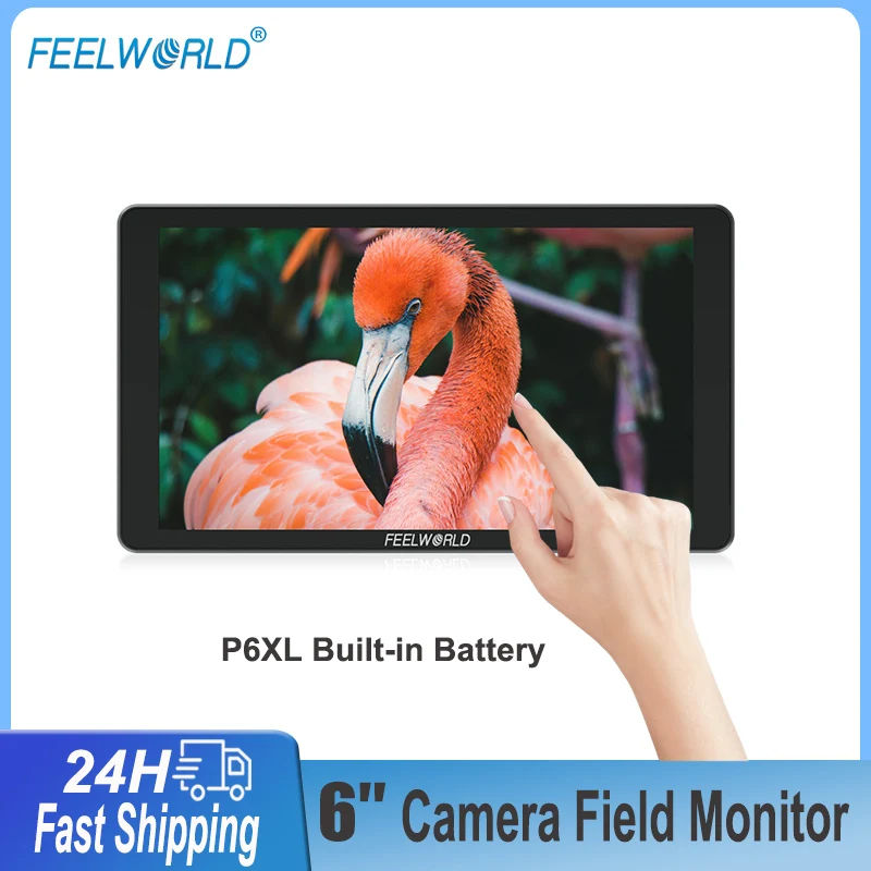 FEELWORLD P6XL 6 Inch Camera Field Monitor Touch Screen Full HD 1980*1080 Built-in Battery 4K-HDMI Live Streaming Pocket Monitor