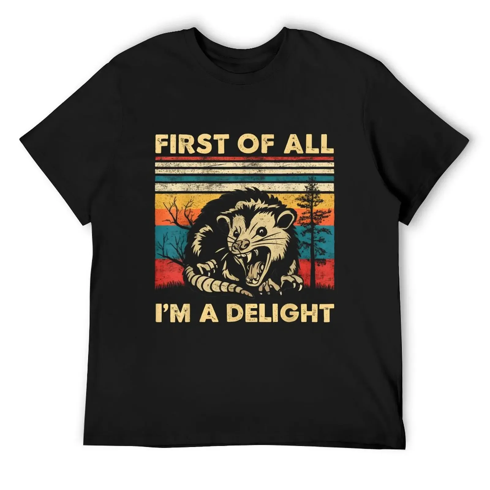 First Of All I'm A Delight Sarcastic Angry Opossum Possum T-Shirt Short sleeve tee shirts graphic tees slim fit t shirts for men