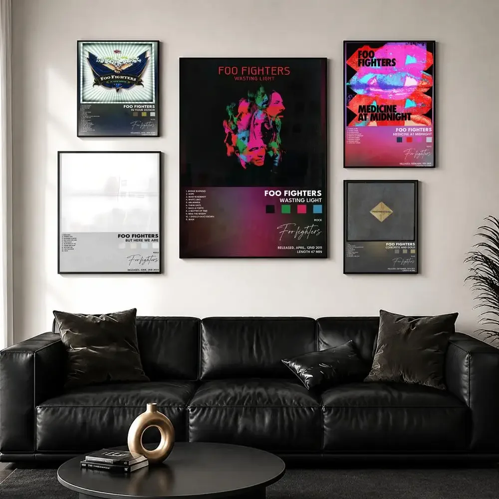 F-foo fighters Album Cover Painting Calligraphy Wall Art Canvas Poster Premium Home Decor Print for Living Room Bedroom