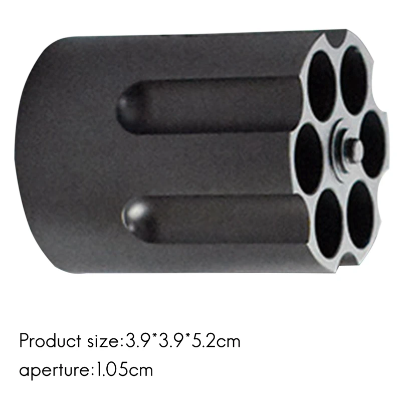 Revolver Pen Holder With 6 Slot Cylinder Design Heavy Duty Non-Slip Aluminum Alloy Office Creative Ornament