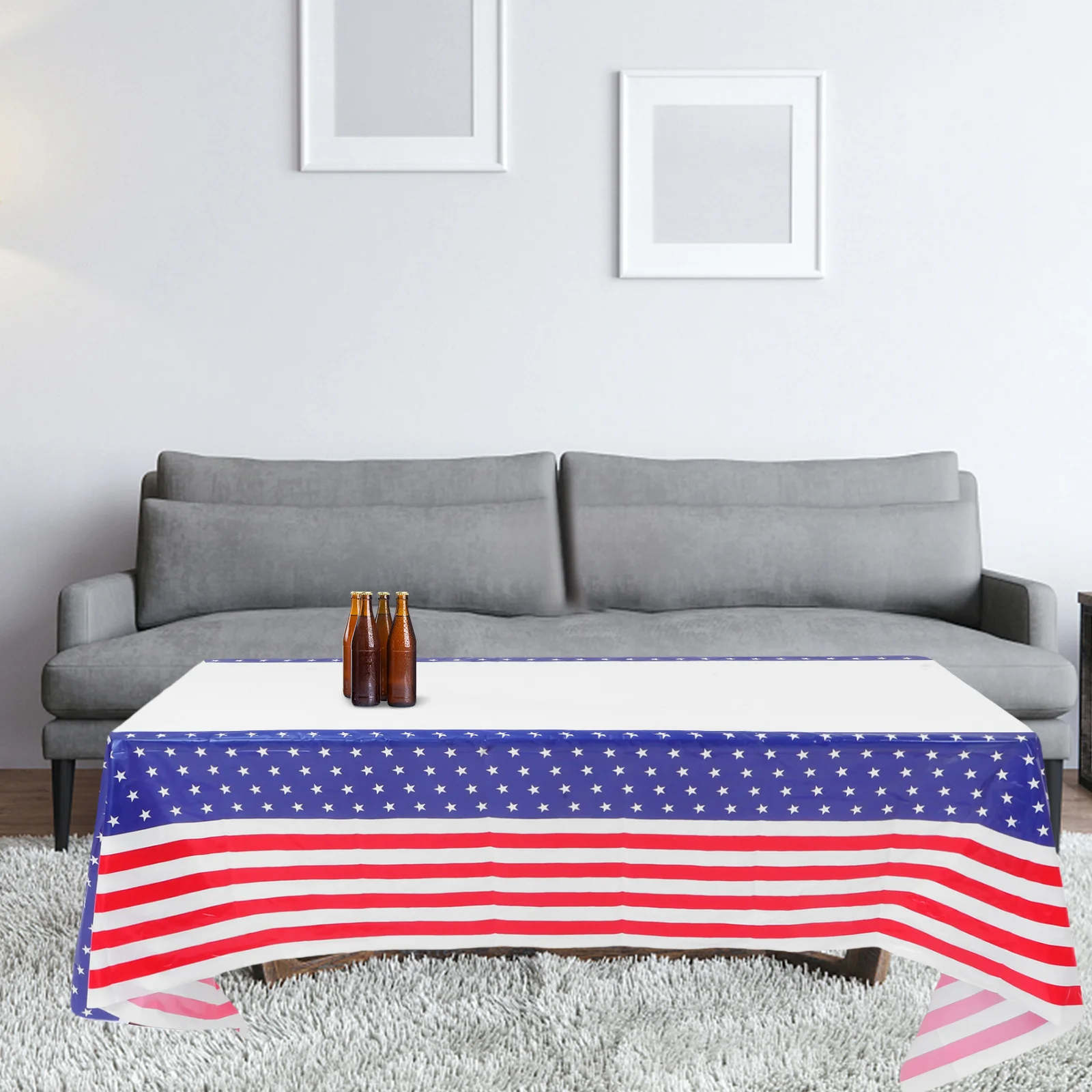 

Independence Day Tablecloth Disposable Rectangular Surface Protection Festive Design for 4Th of July Outdoor Indoor Gatherings